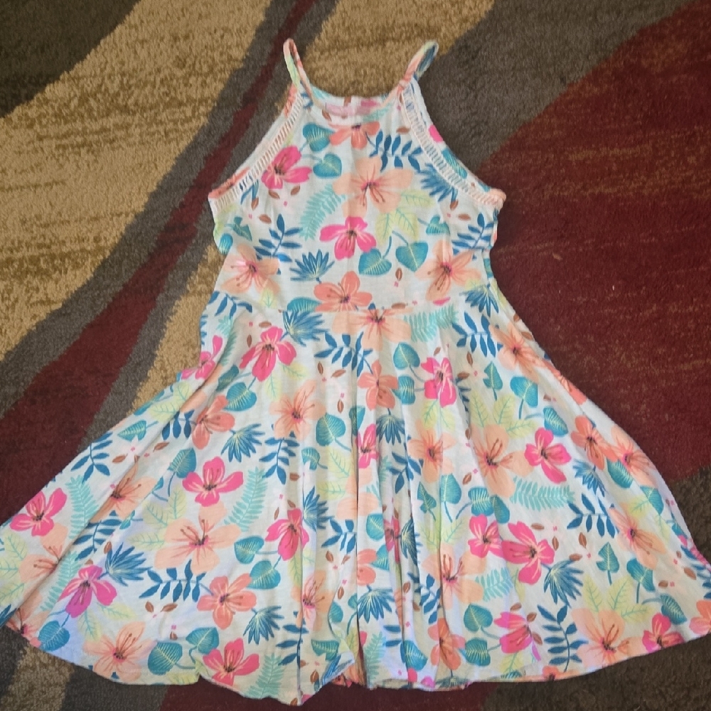 Jumping Beans Floral Kids Dress with Pink and Blue Accents